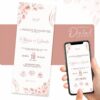 Convite de Casamento Virtual Floral Coral, Rosa Claro | Standart