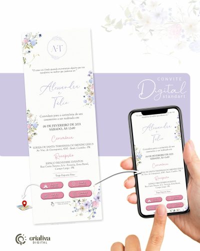 251 Convite de Casamento Virtual Floral Colorido Standart