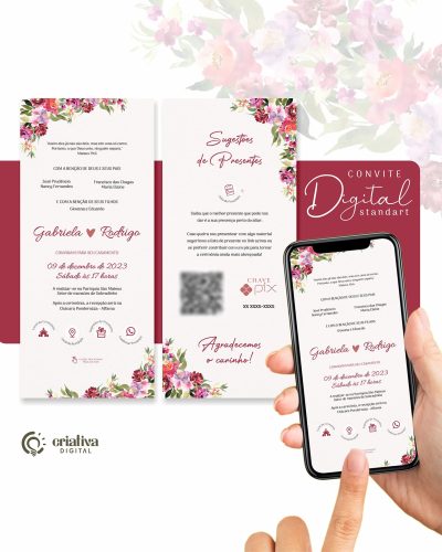 271 Convite de Casamento Virtual Floral Colorido Standart