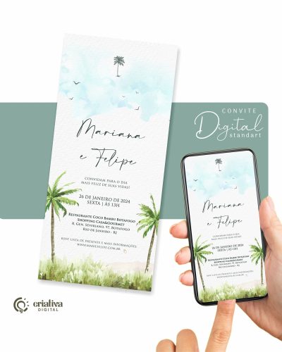 272 Convite de Casamento Virtual Praia Mar Standart