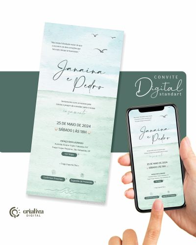 274 Convite de Casamento Virtual Praia Mar Standart