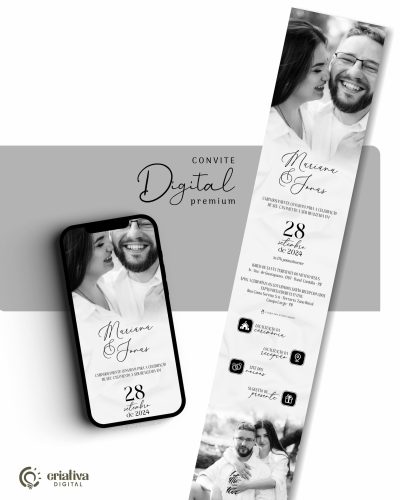 278 Convite de Casamento Virtual com Foto Clean Premium