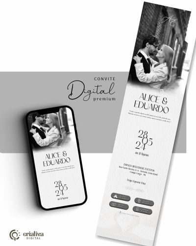 279 Convite de Casamento Virtual com Foto Clean Premium
