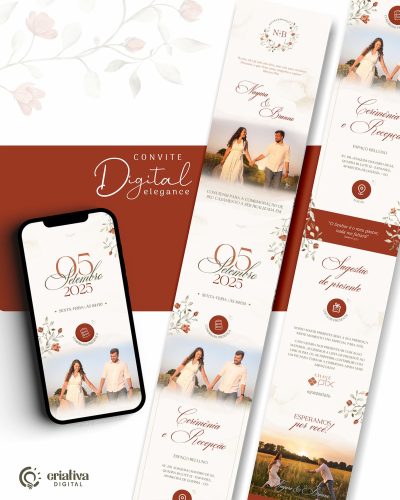 314 Convite de Casamento Digital Boho Elegance