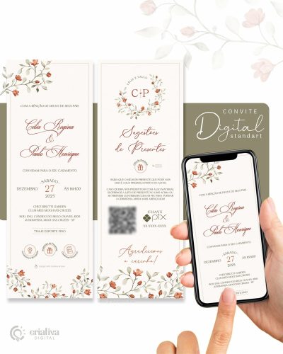 314 Convite de Casamento Virtual Boho Standart