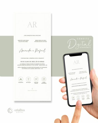 316 Convite de Casamento Virtual Clássico e Clean Standart