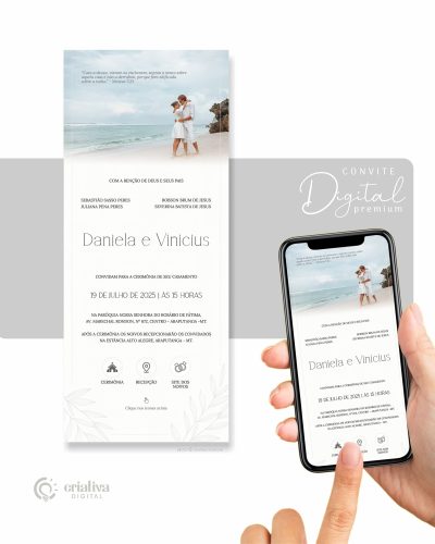 318 Convite de Casamento Virtual Clean com foto Premium