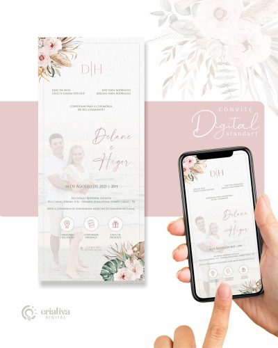 320 Convite de Casamento Virtual Rose Standart