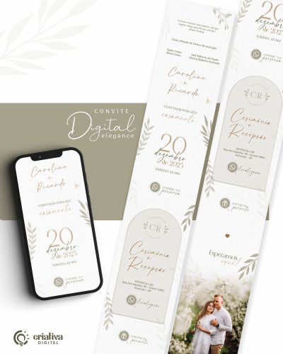 321 Convite de Casamento Digital Clean Elegance